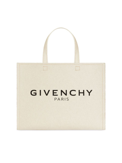 Givenchy Small G-tote Bag In Natural Beige Canvas In Marrone