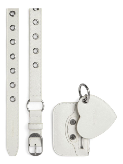 Balenciaga Le Cagole Embellished Crinkled-leather Waist Belt In Optic_white