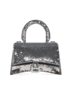 Balenciaga Women's Hourglass Xs Handbag With Chain And Sequins In Silver