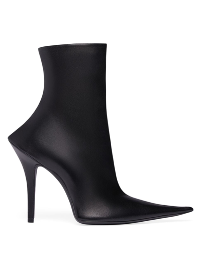 Balenciaga Witch Leather Booties In Black