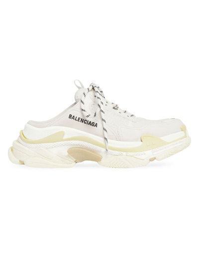 Balenciaga Triple S Logo-embroidered Faux Leather And Mesh Slip-on Sneakers In White