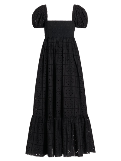 Ganni - Broderie Anglaise Maxi Dress In Black