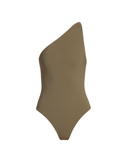 Totême Women's Twisted One-piece Swimsuit In Faded Olive