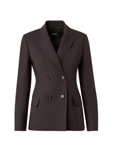 Akris Cool Wool Double-breasted Blazer Jacket In Mocca