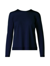Akris Women's Fine Gauge Cashmere-silk Sweater In Navy