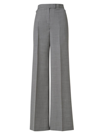 Akris Floretta Wool Micro-check Trouser Pants In Black Ecru