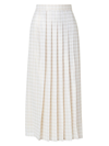 AKRIS WOMEN'S PLEATED GINGHAM MIDI SKIRT