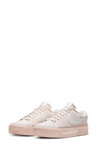 Nike Court Legacy Lift Platform Sneaker In Soft Pink/ Sail/ Pink Oxford