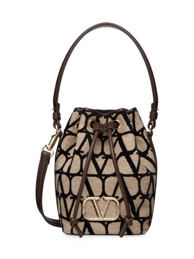 Valentino Garavani Women's Mini Vlogo Signature Bucket Bag In Toile Iconographe In Brown
