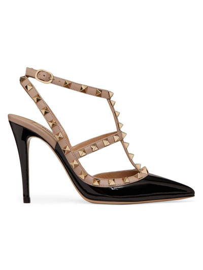 Valentino Garavani Valentino Rockstud Caged 100 Leather Pump In Black