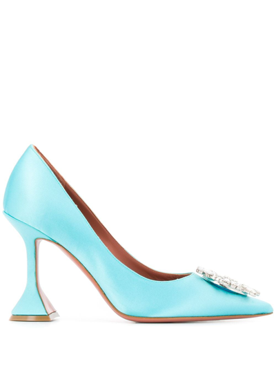 Amina Muaddi Satin Begum Pump In Blue