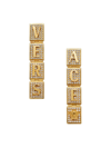Versace Crystal  Tiles Earrings In Pink+gold