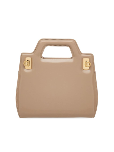 Ferragamo Women's Mini Wanda Leather Top-handle Bag In Beige