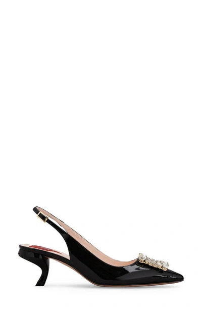 Roger Vivier Virgule 55 Slingback Pumps In Patent Leather In Black