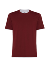 Brunello Cucinelli Men's Cotton Jersey Round Neck Slim Fit T-shirt With Faux-layering In Barbera