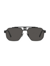 Dolce & Gabbana Men's Dg Double-bridge Steel Aviator Sunglasses In Black