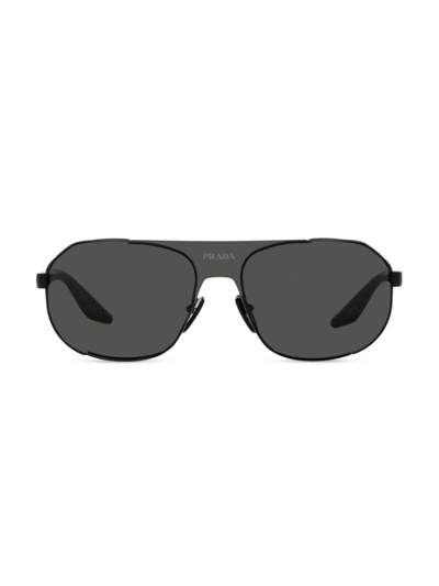 Prada Men's Linea Rossa 40mm Metal Sunglasses In Black