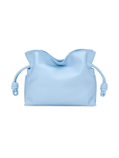 Loewe Flamenco Mini Leather Clutch In Dusty Blue