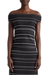 Alexander Mcqueen Mini Dress In Two-tone Knit In 1104 Black/ White