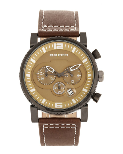 Breed Quartz Ryker Camel Face Chronograph Genuine Brown Leather Watch 45mm In Black / Brown / Camel / Gun Metal / Gunmetal