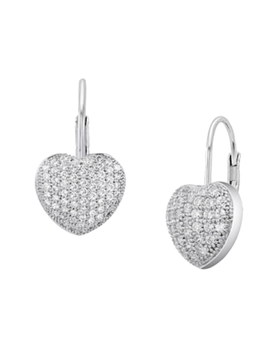 Savvy Cie Rhodium Plated Silver Cz Micro-pave Earrings