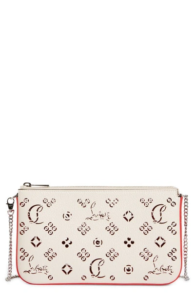 Christian Louboutin Loubila Loubinthesky Perforated Pouch Shoulder Bag In Leche