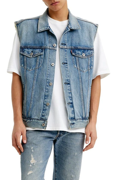 Levi's Relaxed Fit Denim Trucket Vest In Blue