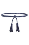 Ada Fringe Soga Leather Belt In Marine