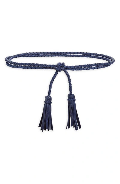 Ada Fringe Soga Leather Belt In Marine