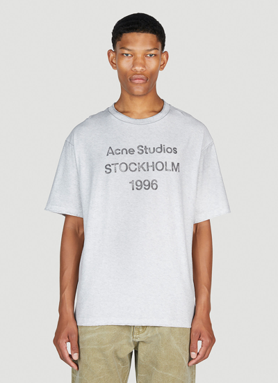 Acne Studios Logo Print T-shirt In Light Grey