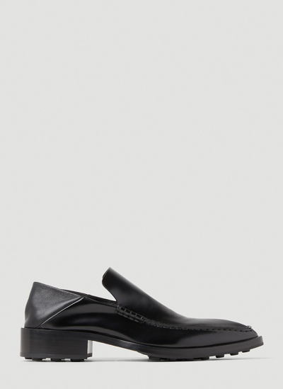 Jil Sander 尖头皮质乐福鞋 In Black