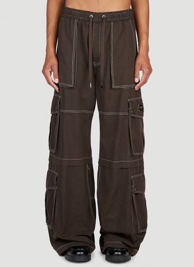 Dolce & Gabbana Wide-leg Cargo-pocket Trousers In Brown