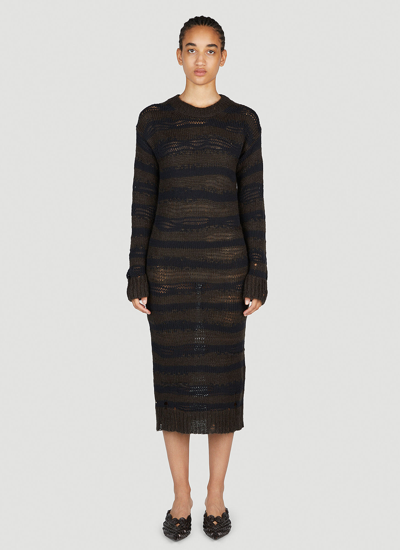Acne Studios Ladder Knit Midi Dress In Brown