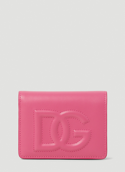Dolce & Gabbana Logo Embossed Biofold Wallet In Pink