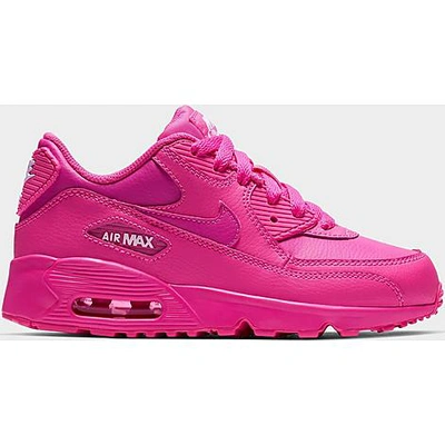 Nike Girls' Little Kids' Air Max 90 Leather Casual Shoes In Laser Fuchsia/white