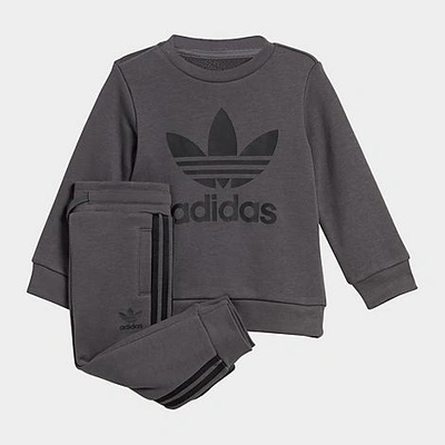 Adidas Originals Babies' Adidas Infant Originals Crewneck Sweatshirt And Jogger Pants Set In Grey Five
