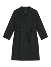 S Max Mara Arona Belted Double-faced Wool Coat In Black