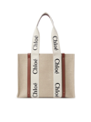 Chloé Woody Linen Tote Bag In White