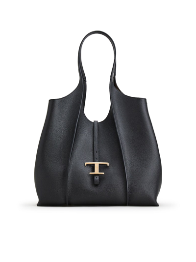 Tod's Timeless Shopping Bag In Medium Leather In Black