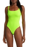 Skims Fits Everybody Square Neck Sleeveless Bodysuit In Green Highlighter