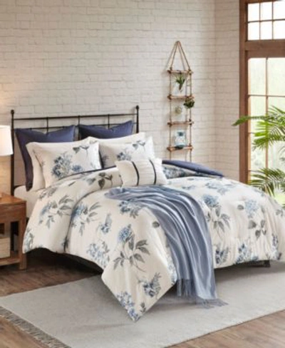 Madison Park Zennia Seersucker 7 Pc. Comforter Sets Bedding In Blue