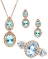 Macy's Aquamarine Diamond Jewelry Collection In 14k Rose Gold In Blue