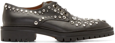 Givenchy Woman Derby Leather Brogues With Silver Eyelets And Studs Black