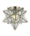 Jonathan Y Designs Stella 12 Moravian Star Metal Glass Led Flush Mount In Silver