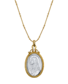 Symbols Of Faith 14k Gold-dipped Silver-tone Crystal Virgin Mary Medallion Necklace 20" In Gray