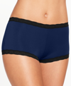 Maidenform Lace Trim Microfiber Boyshort Underwear 40760 In Blue