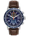 CITIZEN ECO-DRIVE MEN'S CHRONOGRAPH BRYCEN CHESTNUT BROWN LEATHER STRAP WATCH 44MM