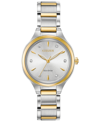 Citizen Corso Womens Diamond Accent Two Tone Stainless Steel Bracelet Watch Fe2104-50a In White