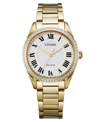 Citizen Eco-drive Women's Arezzo Diamond Gold-tone Stainless Steel Bracelet Watch 32mm In Gold