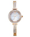 CITIZEN ECO-DRIVE WOMEN'S PINK GOLD-TONE STAINLESS STEEL & CRYSTAL BANGLE BRACELET WATCH 25MM